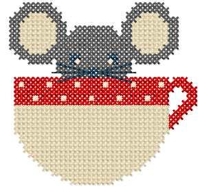 More information about "Little mouse in a mug cross stitch free embroidery design"