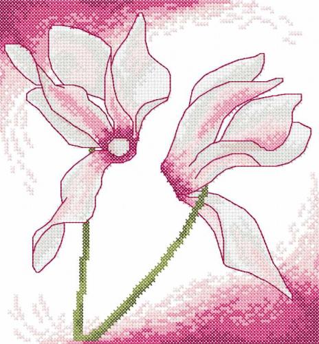 More information about "Pink flower cross stitch free embroidery design"