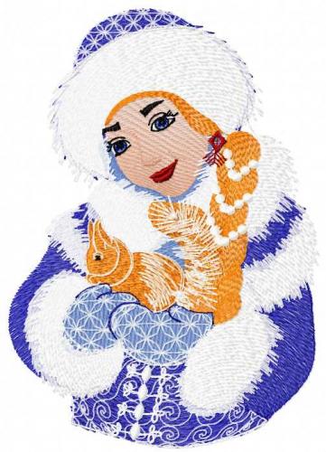 More information about "Snow maiden with squirrel free embroidery design"