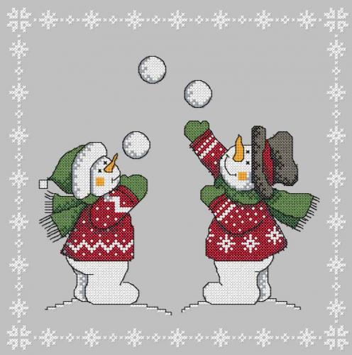 More information about "Snowball game cross stitch free embroidery design"