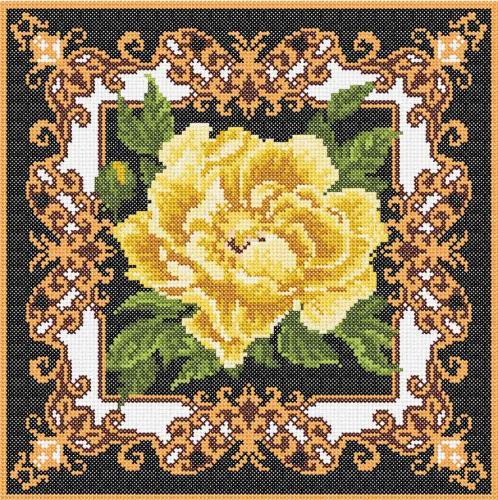 More information about "Yellow rose cross stitch free embroidery design"