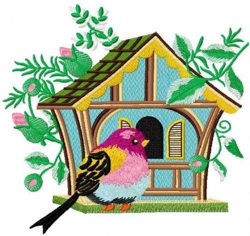More information about "Bird in the birdhouse free embroidery design"