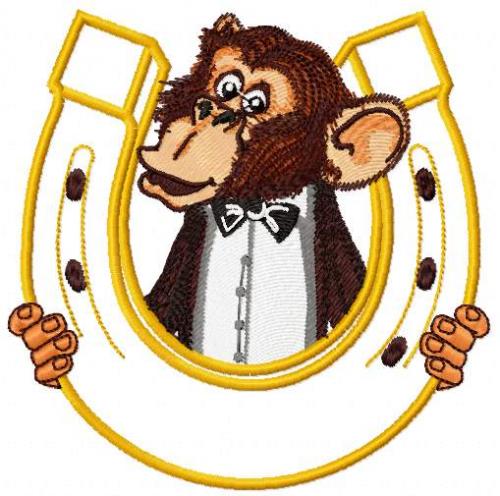More information about "Monkey and horseshoe free embroidery design"