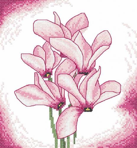 More information about "Pink flower cross stitch free embroidery design 2"