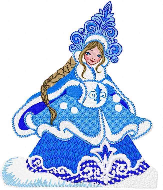 Enchanting Bohemian Snow Maiden Embroidery Design