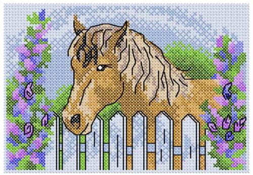More information about "Horse look at you cross stitch free embroidery design"