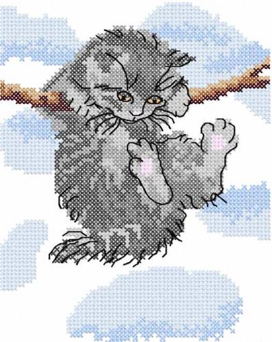 More information about "Cute kitten cross stitch free embroidery design 5"