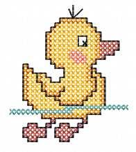 More information about "Swimming duck cross stitch free embroidery design"