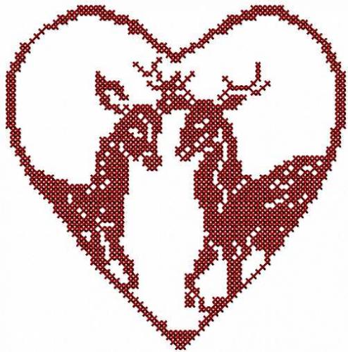 More information about "Two deers cross stitch free embroidery design"