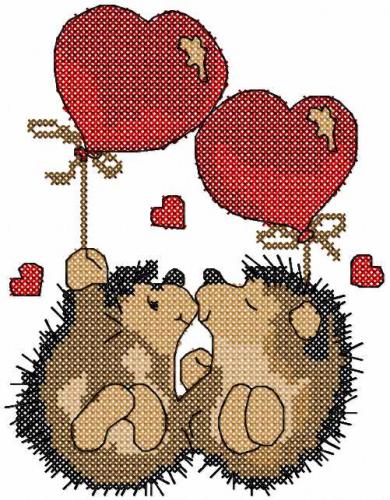 More information about "Two lovers hedgehog cross stitch free embroidery design"