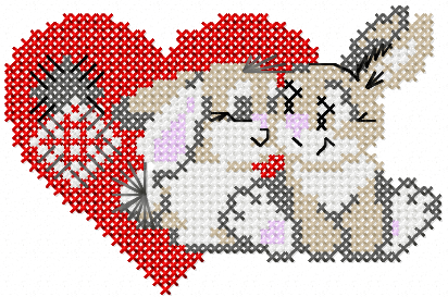 More information about "Two lovers rabbits cross stitch free embroidery design"