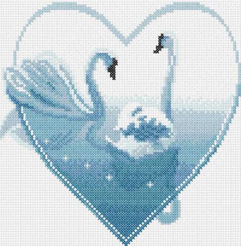 More information about "Two swans cross stitch free embroidery design"