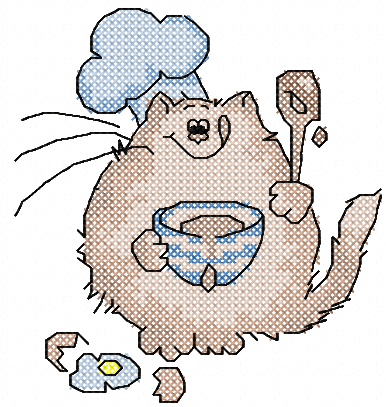 More information about "Cat cook cross stitch free embroidery design"