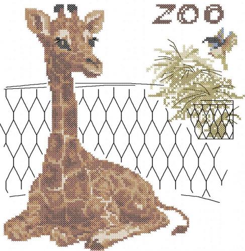 More information about "Giraffe Zoo cross stitch free embroidery design"