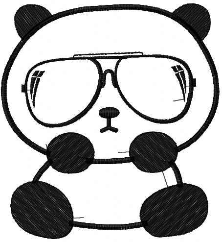 More information about "Panda and glass free embroidery design"