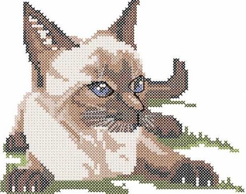 More information about "Siamese cat cross stitch free embroidery design"