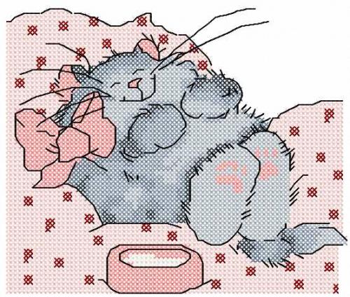 More information about "Sleeping Cute cat cross stitch free embroidery design"