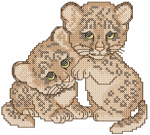 More information about "Two cute small leo cross stitch free embroidery design"