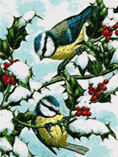 More information about "Winter birds photo free embroidery design"
