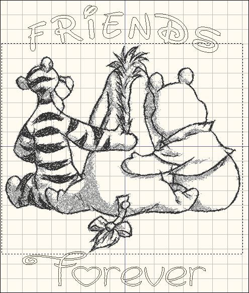 Sketch - pooh friends free embroidery design
