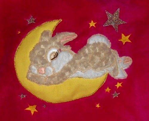 Sleep rabbit applied free  embrodiery design