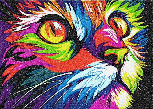 More information about "Cat in bright colors photo stitch free embroidery design"