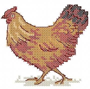 More information about "Chicken cross stitch free embroidery design"