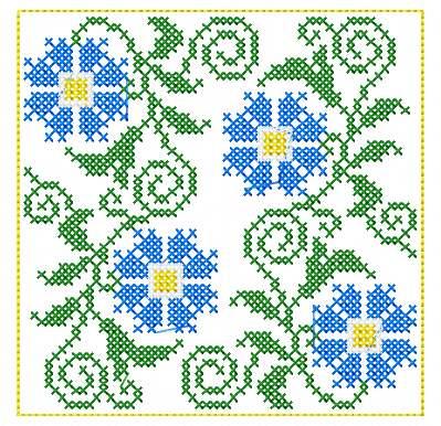 More information about "Cornflowers cross stitch free embroidery design"