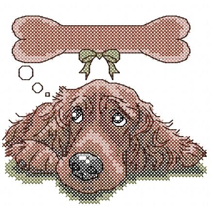 More information about "Dog's dream cross stitch free embroidery design"
