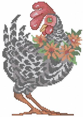 More information about "Rooster cross stitch free embroidery design"