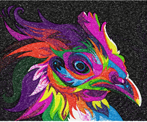 More information about "Rooster in bright colors photo stitch free embroidery design"
