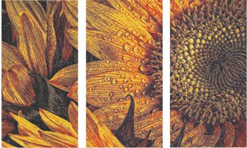 More information about "Sunflower triptych photo stutch free embroidery design"