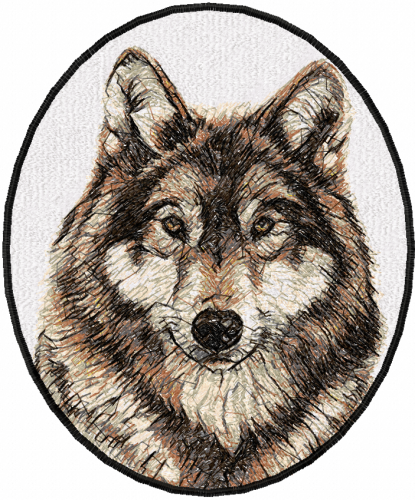More information about "Wolf in oval photo stitch free embroidery design"