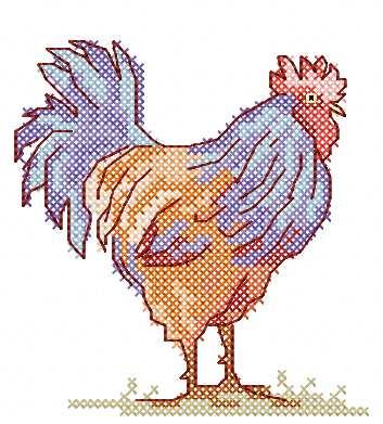 More information about "Rooster cross stitch free embroidery design 5"
