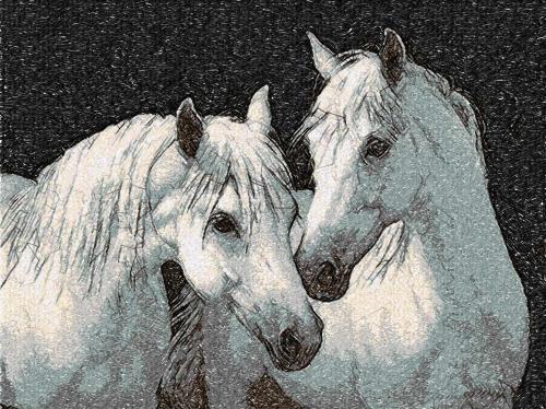 More information about "Two horses photo stitch free embroidery design"