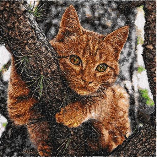 More information about "Red-headed cat photo stitch free embroidery design"