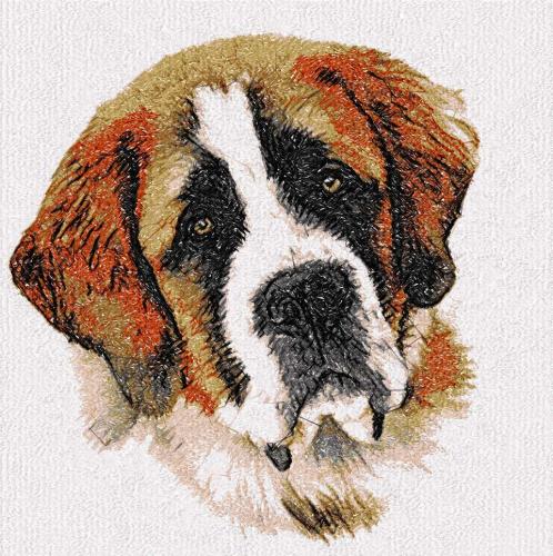 More information about "St. Bernard dog photo stitch free embroidery design"