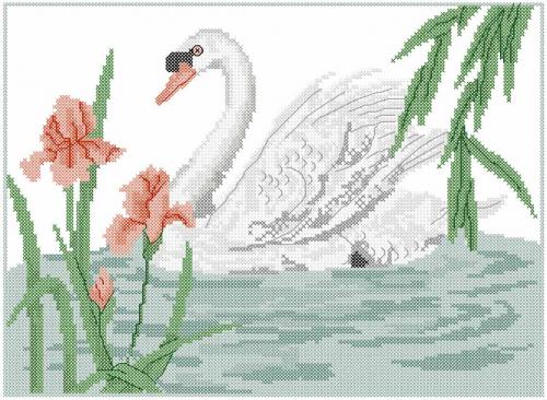 More information about "Swan cross stitch free embroidery design 2"