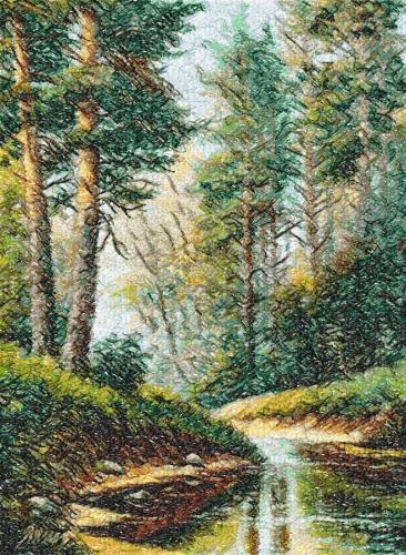 More information about "Landscape with river photo stitch free embroidery design"