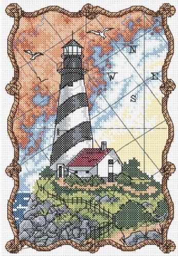 More information about "Lighthouse cross stitch free embroidery design"