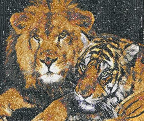 More information about "Lion and tiger photo stitch free embroidery design"