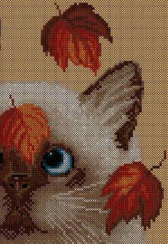 More information about "Cat autumn cross stitch free embroidery design"