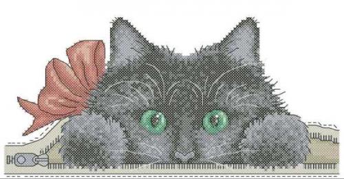 More information about "Cat inside cross stitch free embroidery design"