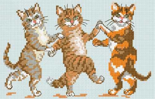 More information about "Dancing cats cross stitch free embroidery design"