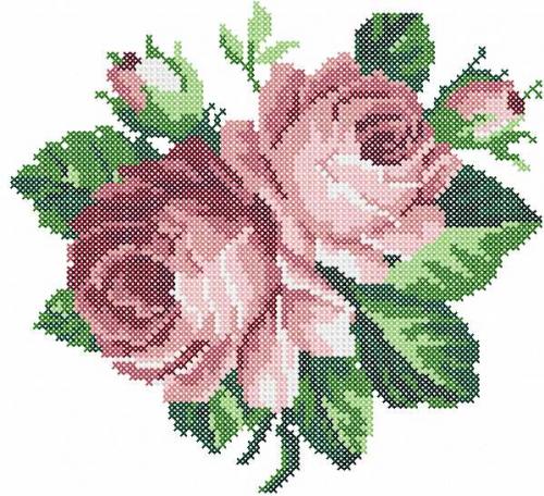 More information about "Vintage rose cross stitch free embroidery design"
