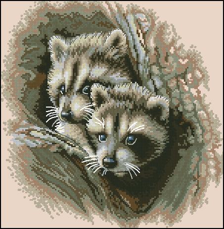 More information about "Two Racoon cross stitch pattern"