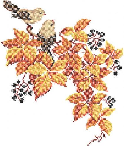More information about "Autumn cross stitch free embroidery design"