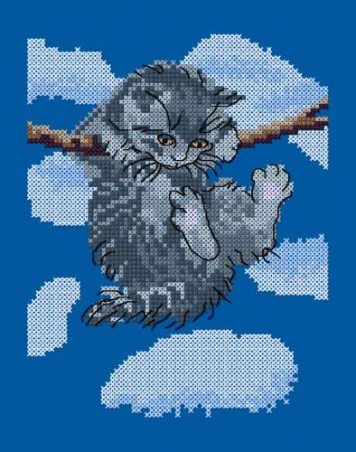 More information about "Kitten playing cross stitch pattern"