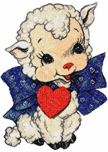 More information about "Little cute sheep with bow photo stitch free embroidery design"