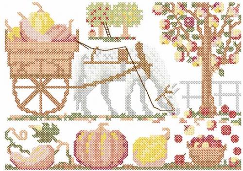 More information about "Autumn garden cross stitch free embroidery design"